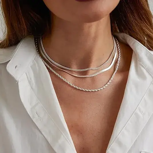 Buy Tasiso Silver Choker Necklace Set Online On Amazon in USA