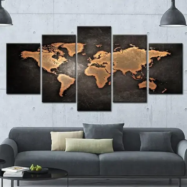 Vintage World Map 5-Piece Canvas Wall Art Set Online in USA - Amazon finds